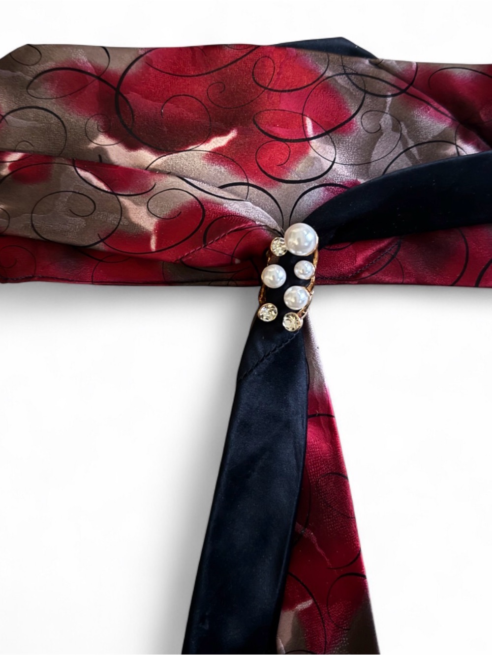 Upcycled Silk Necktie Belt Vintage Jerry Garcia Tie Art Deco Hidden Pocket Chic - Picture 3 of 6